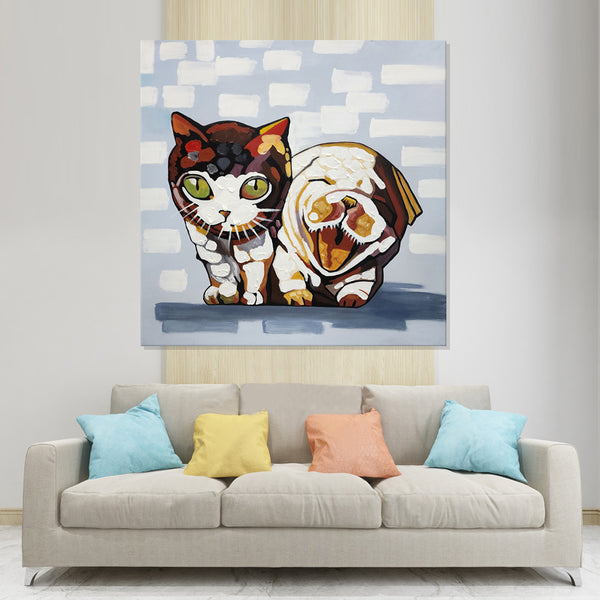 Patchwork Cat - Hand Painted Art Size 90x90cm  MTO311