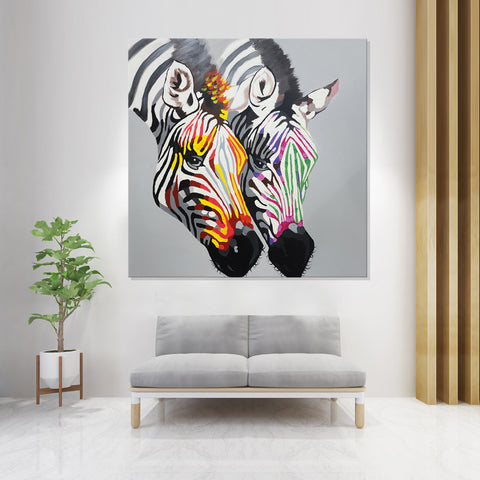 Zebra Spectrum - Hand Painted Art Size 90x90cm