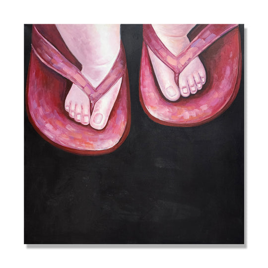 Flip-Flop Simplicity - Hand Painted Art Size 90x90cm