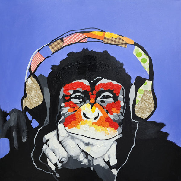 Grooving Primate - Hand Painted Art Size 90x90cm