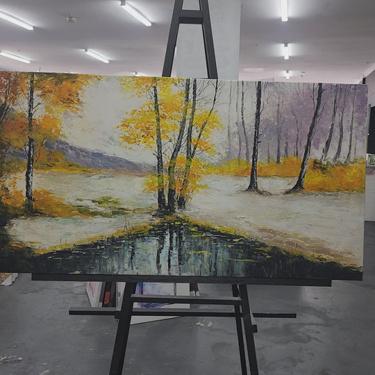 Golden Tranquility – A Unique Artwork Capturing Autumn’s Beauty Size 80x150cm