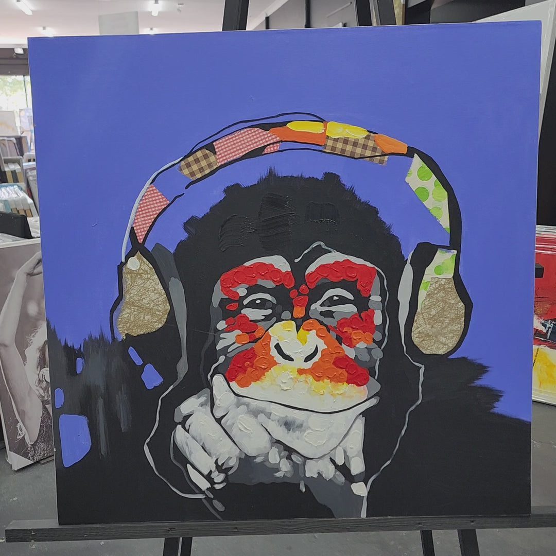 Grooving Primate - Hand Painted Art Size 90x90cm