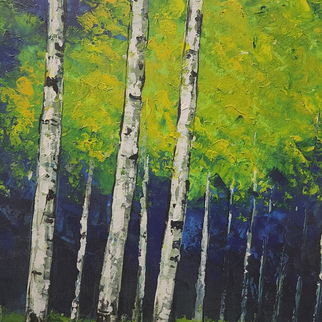 Midnight Grove – A Stunningly Expressive Forest Landscape Painting, Size 80x150cm