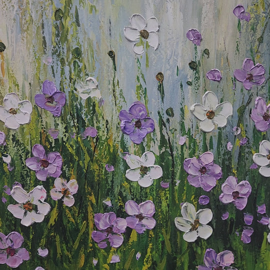 Wildflower Bliss: Hand-Painted Textured Meadow, 80x150