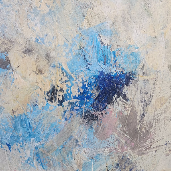 Clouded Bliss - Beautiful Modern Abstract Featuring Soft Blue Tones, Size 100x150cm