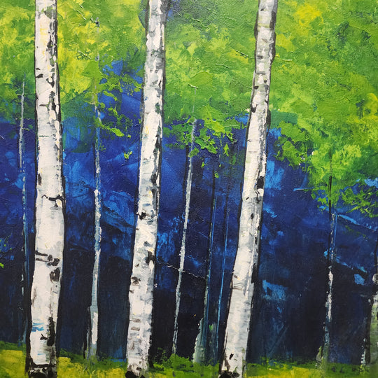 Midnight Grove – A Stunningly Expressive Forest Landscape Painting, Size 80x150cm