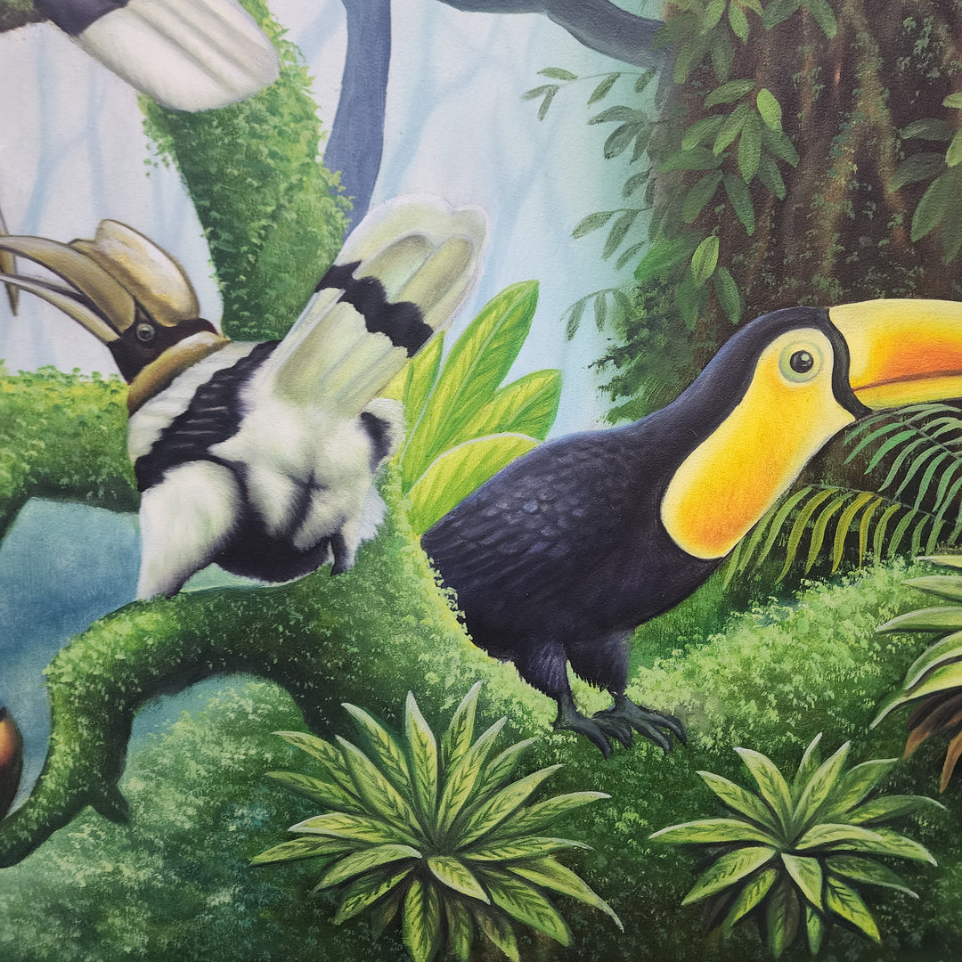 Rainforest Harmony – A Vivid and Captivating Handcrafted Jungle Scene, Size 80x150cm