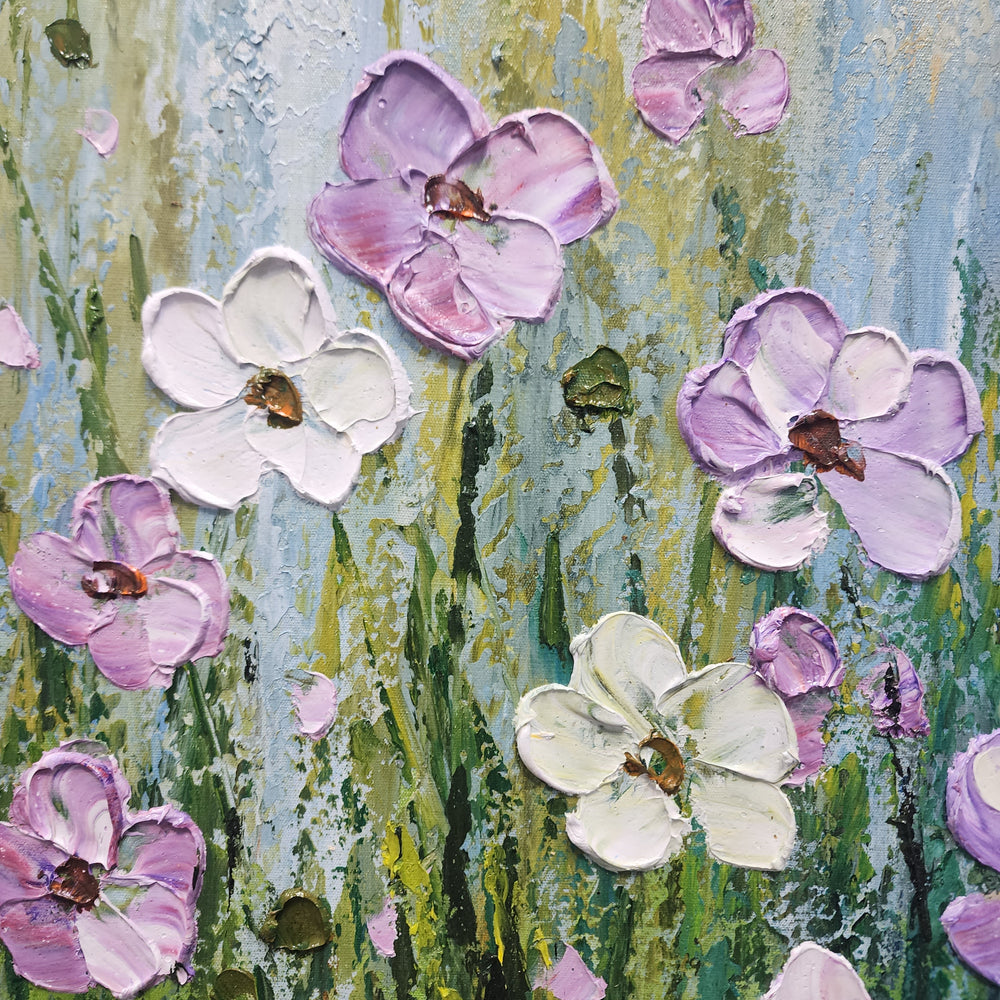 Wildflower Bliss: Hand-Painted Textured Meadow, 80x150