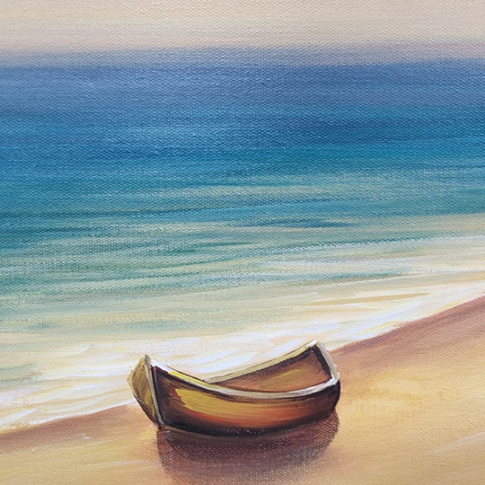 Solitude on the Shore - Hand Painted Art Size 70x70cm