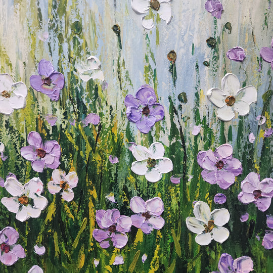 Wildflower Bliss: Hand-Painted Textured Meadow, 80x150