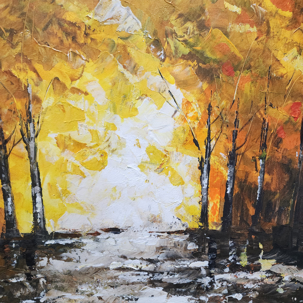 Golden Pathway: Hand-Painted Autumn Glow, Size 80x150