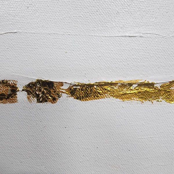 Gold Lines - Beautiful, Neutral Abstract Featuring Gold Leaf on a Neutral Off-White Background, Size 60x90cm