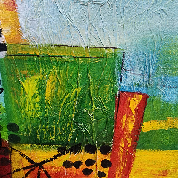 Vibrant Collage - Hand Painted Art Size 70x70cm