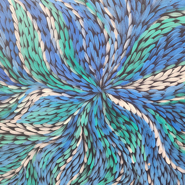 Blue Dreams -  Stunning Modern Dot Painting Depicting Swirling Blue Tones, in Large Feature Size 100x200cm