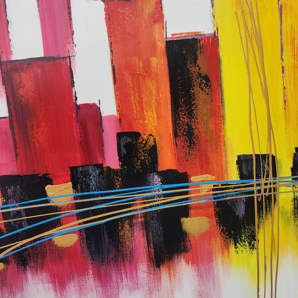 Built By Colour - Stylized Colourful Cityscape Art 100x240cm