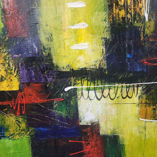 Lime Bliss - Stunning Modern Abstract Depicting Striking Green Tones, Size 100x200cm