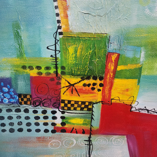 Vibrant Collage - Hand Painted Art Size 70x70cm