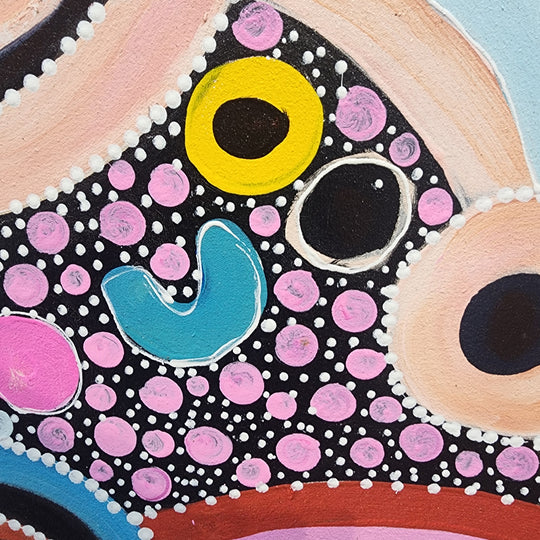 Coloured Whimsy - Bright and Kinetic Modern Dot Painting Artwork, Size 100x200cm