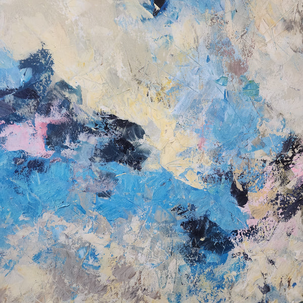 Clouded Bliss - Beautiful Modern Abstract Featuring Soft Blue Tones, Size 100x150cm