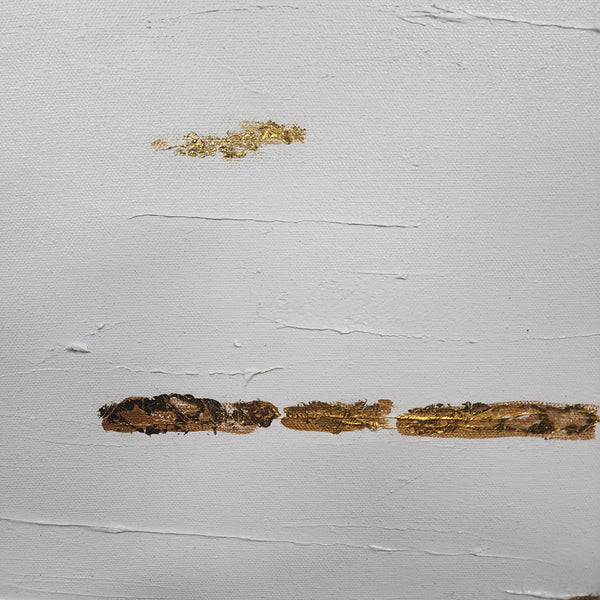 Gold Lines - Beautiful, Neutral Abstract Featuring Gold Leaf on a Neutral Off-White Background, Size 60x90cm