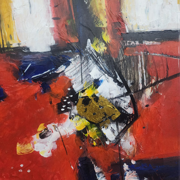 Emboldened by Red - Stunning, bold Modern Abstract Artwork featuring predominantly Red and Yellow Tones, Size 100x120cm