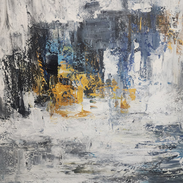 Gold in the Mist - Beautiful, Soft Modern Abstract with Gold Highlights, in Large Feature Size 120x180cm