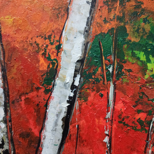 Autumn Radiance – A Bold and Captivating Handcrafted Forest Painting, Size 80x150cm