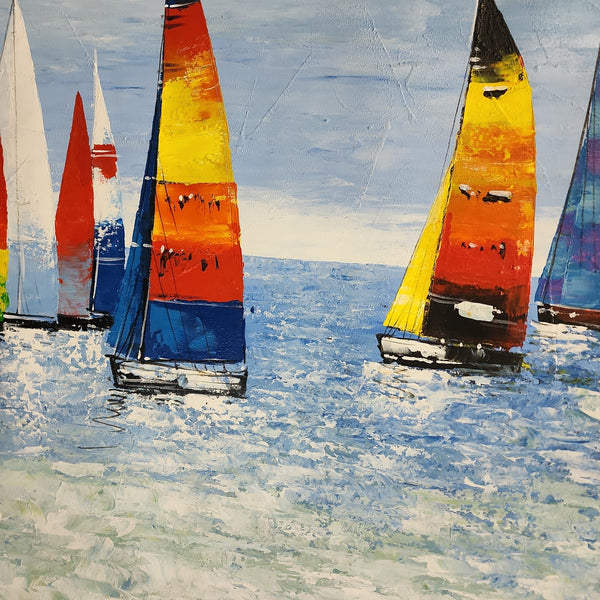 Colourful Sails - Stunning Coastal Themed Modern Art Size 100x120cm