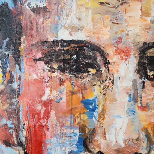 A Contemplating Man - Stunning Textural Portrait Art 100x120cm