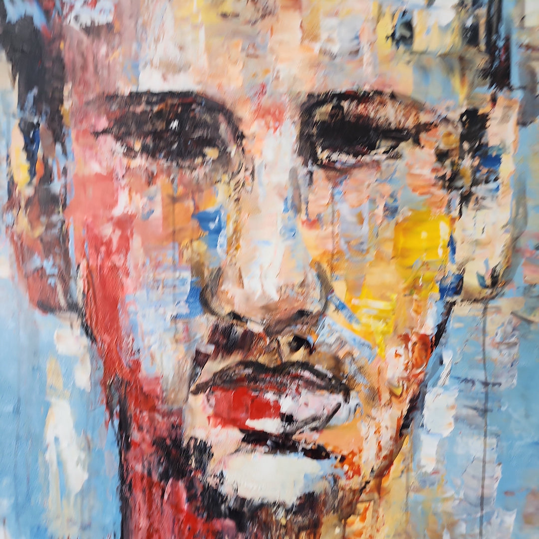 A Contemplating Man - Stunning Textural Portrait Art 100x120cm