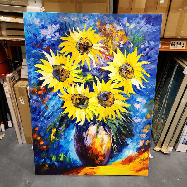 Sunflowers in a Vase - Beautiful Palette Knife Floral Art 90x120cm