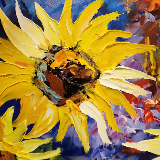 Sunflowers in a Vase - Beautiful Palette Knife Floral Art 90x120cm