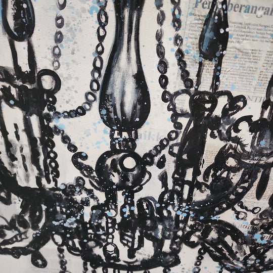 Chandelier - Mixed Media Art Depiction of an Ornate Chandelier Size 100x100cm