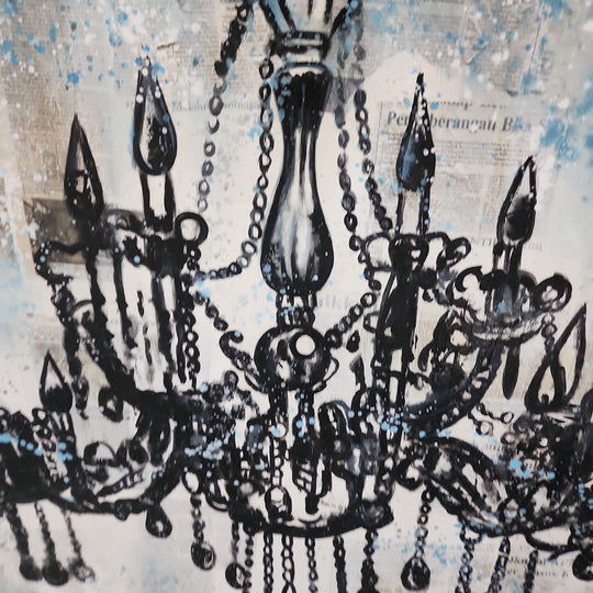 Chandelier - Mixed Media Art Depiction of an Ornate Chandelier Size 100x100cm