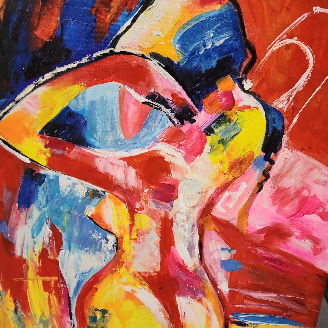 Colourful Nude - Striking Modern Abstract Female Nude Size 100x120cm