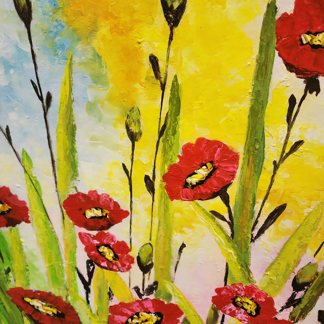 Red Bliss - Colourful Floral themed Artwork Size 100x120cm