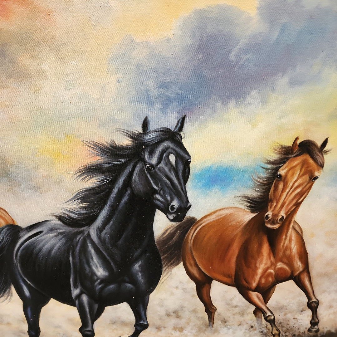 Horses - Sublime, highly detailed depiction of eight Horses Galloping toward the Viewer, in an impressive 100x200cm Feature Size