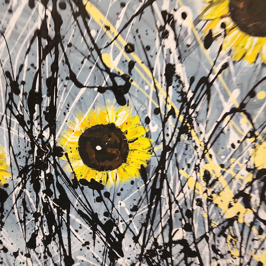 Sunflowers - Stunning Modern Abstract Art depicting Sunflowers, Size 100x100cm