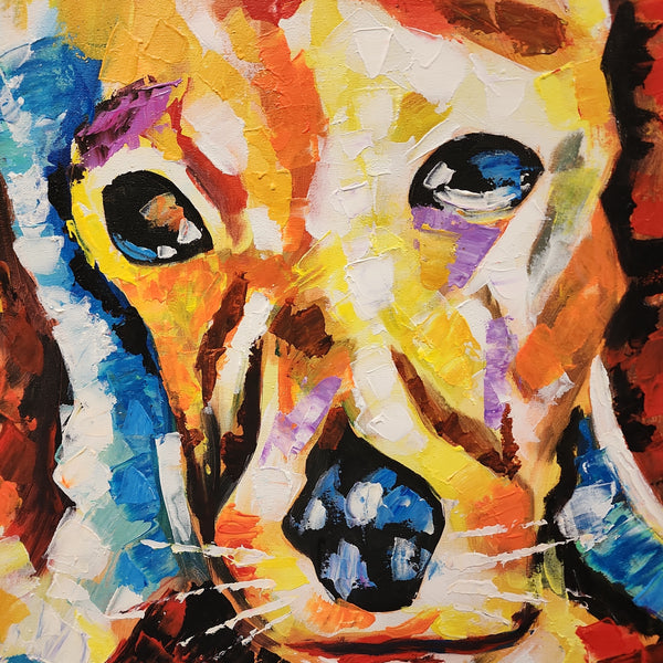 Good Boy- Colourful, Striking Depiction of a Dog Looking Onwards Inquisitively, Size 100x120cm