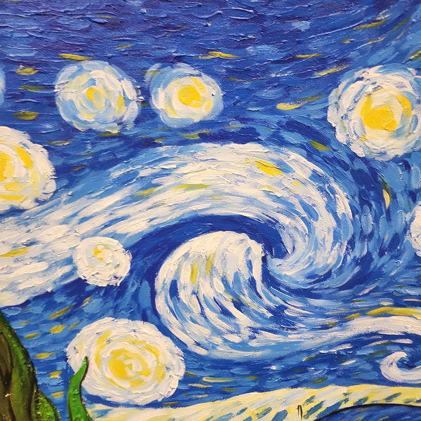 Starry Night - Detailed Van Gogh Reproduction Art Size 100x130cm, Finished in a Black Shadow Frame