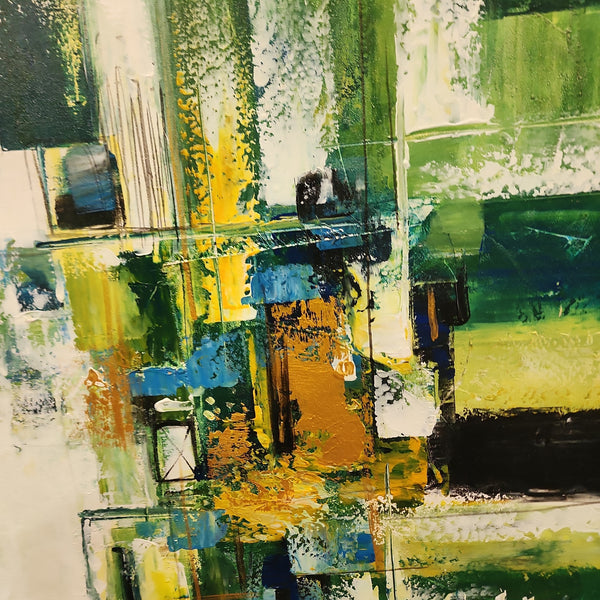 Deep Greens - Striking Modern Abstract Art featuring predominantly Green tones, size 100x150cm