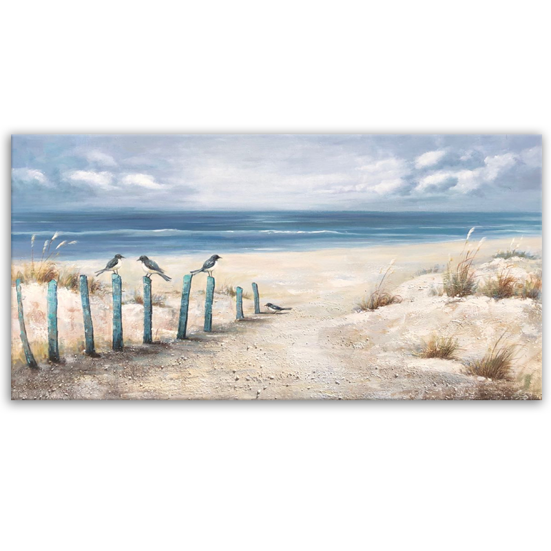 A Humble Beach - Hand Embellished Canvas Art - EA239