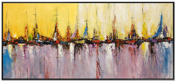 Sails at Sea - Stunning Modern Impressionistic Seascape Art featuring Boats at Sea