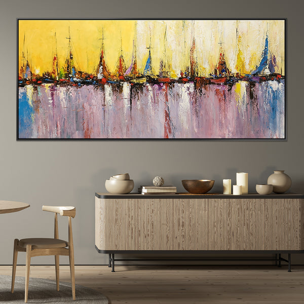 Sails at Sea - Stunning Modern Impressionistic Seascape Art featuring Boats at Sea