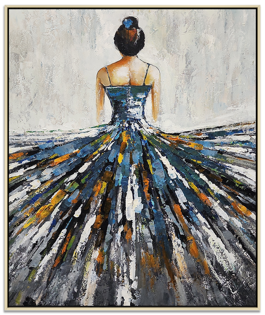 The Ballerina - Beautiful, Stylized Depiction of a Young Ballerina, finished with a Neutral Frame