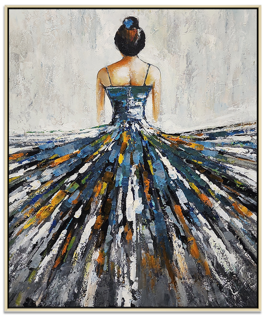 The Ballerina - Beautiful, Stylized Depiction of a Young Ballerina, finished with a Neutral Frame