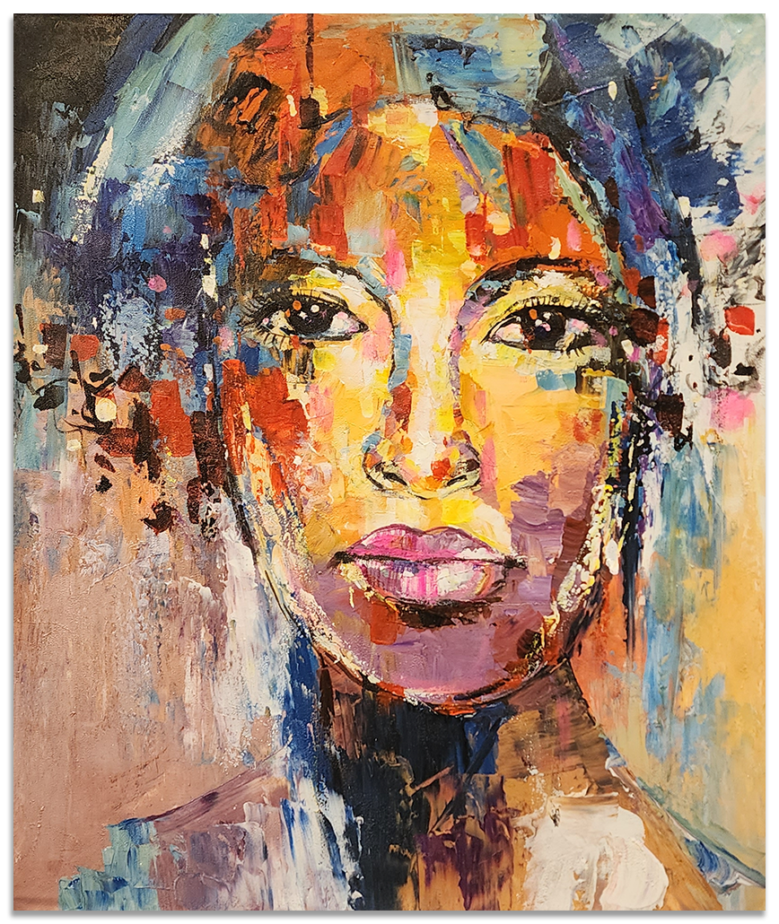 A Portrait from Memory - Stunning Colourful Stylized Portrait Oil Painting size 80x100cm