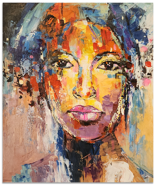 A Portrait from Memory - Stunning Colourful Stylized Portrait Oil Painting size 80x100cm