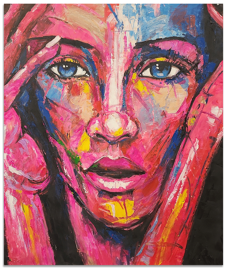 Fervent and Flustered - Stunning Colourful Abstract Portrait Art size 100x120cm