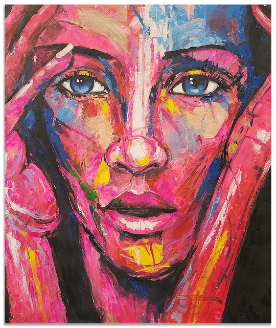 Fervent and Flustered - Stunning Colourful Abstract Portrait Art size 100x120cm